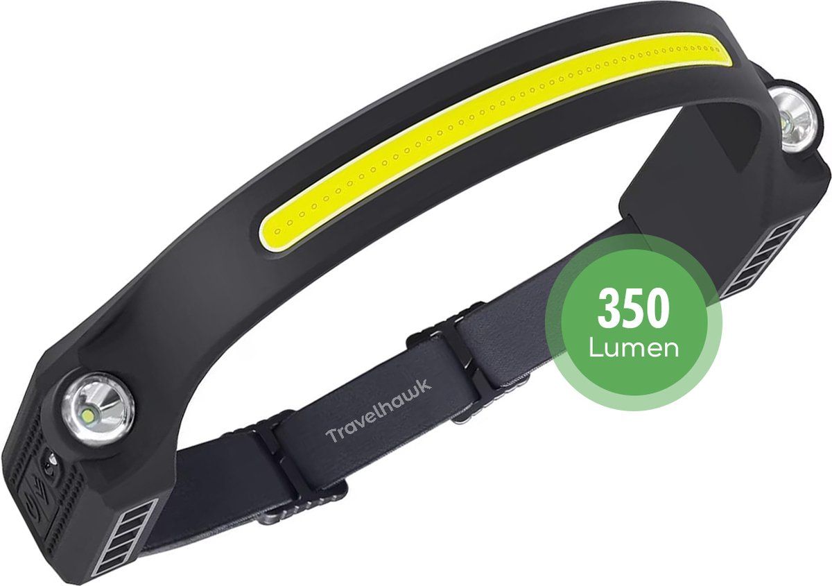 Travelhawk Hoofdlamp - Hoofdlamp Led Oplaadbaar - Hoofdlampen - Hoofdlamp Oplaadbaar - Reedstraler 230° Met Bewegingssensor Koplamp - 350 Lumen - 150