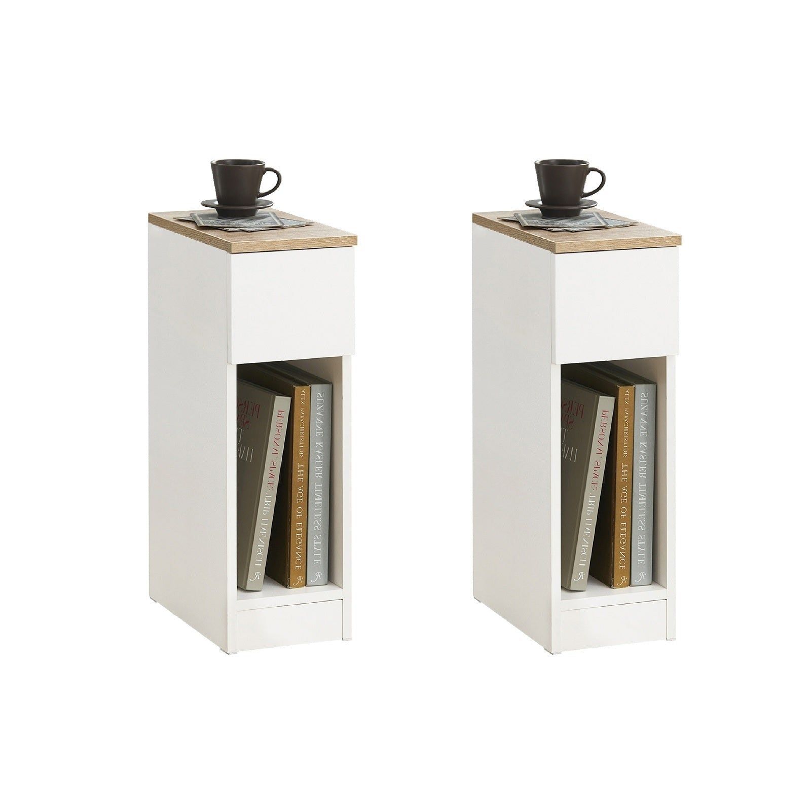 SoBuy Nachtkastjes - Bijzetkastjes - 1 Uitschuifbare Lade - Set Van 2 - Max. 20KG - 20 X 35 X 60 Cm