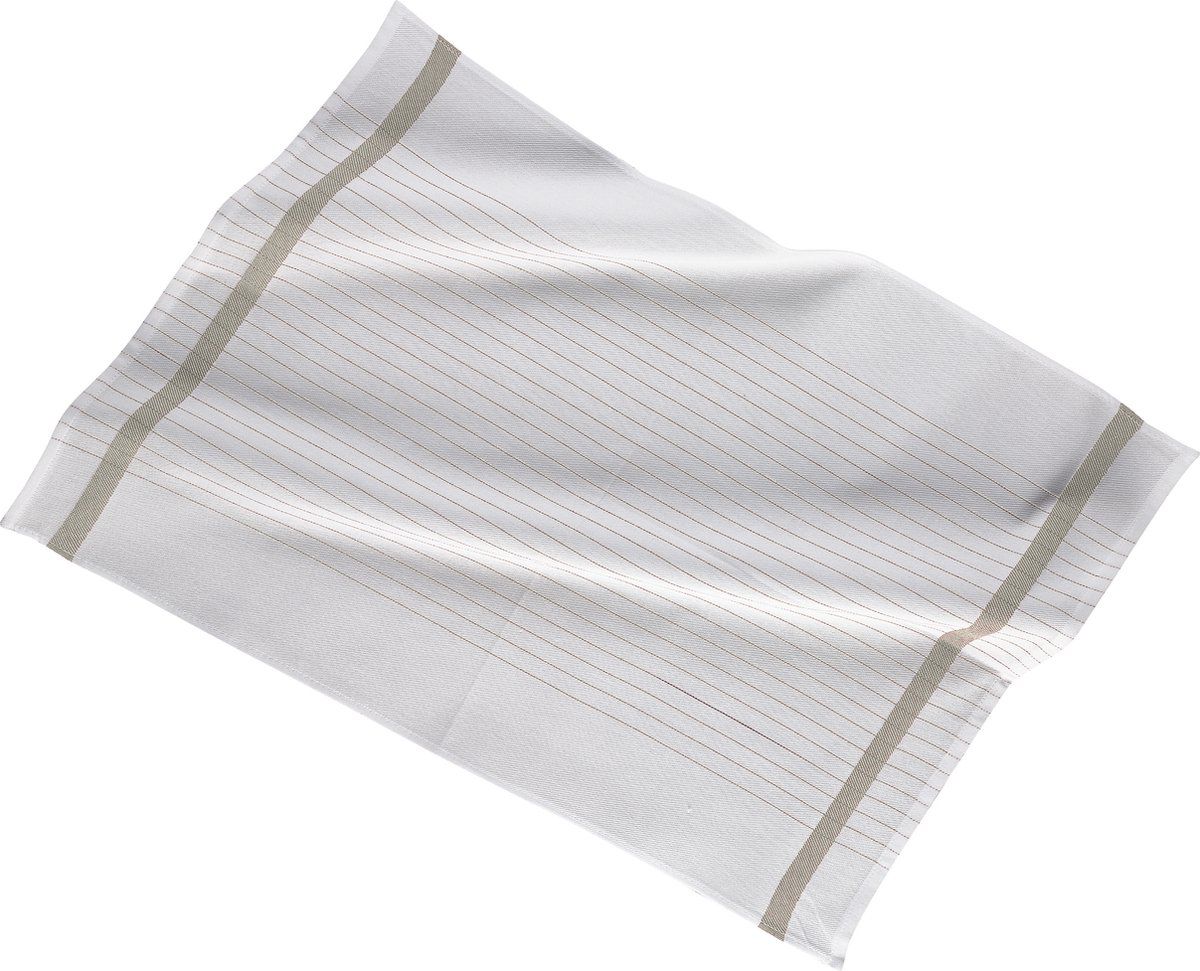 Stripe White - Keukenhanddoek 50x70cm - Set van 3 - Sand (set3)