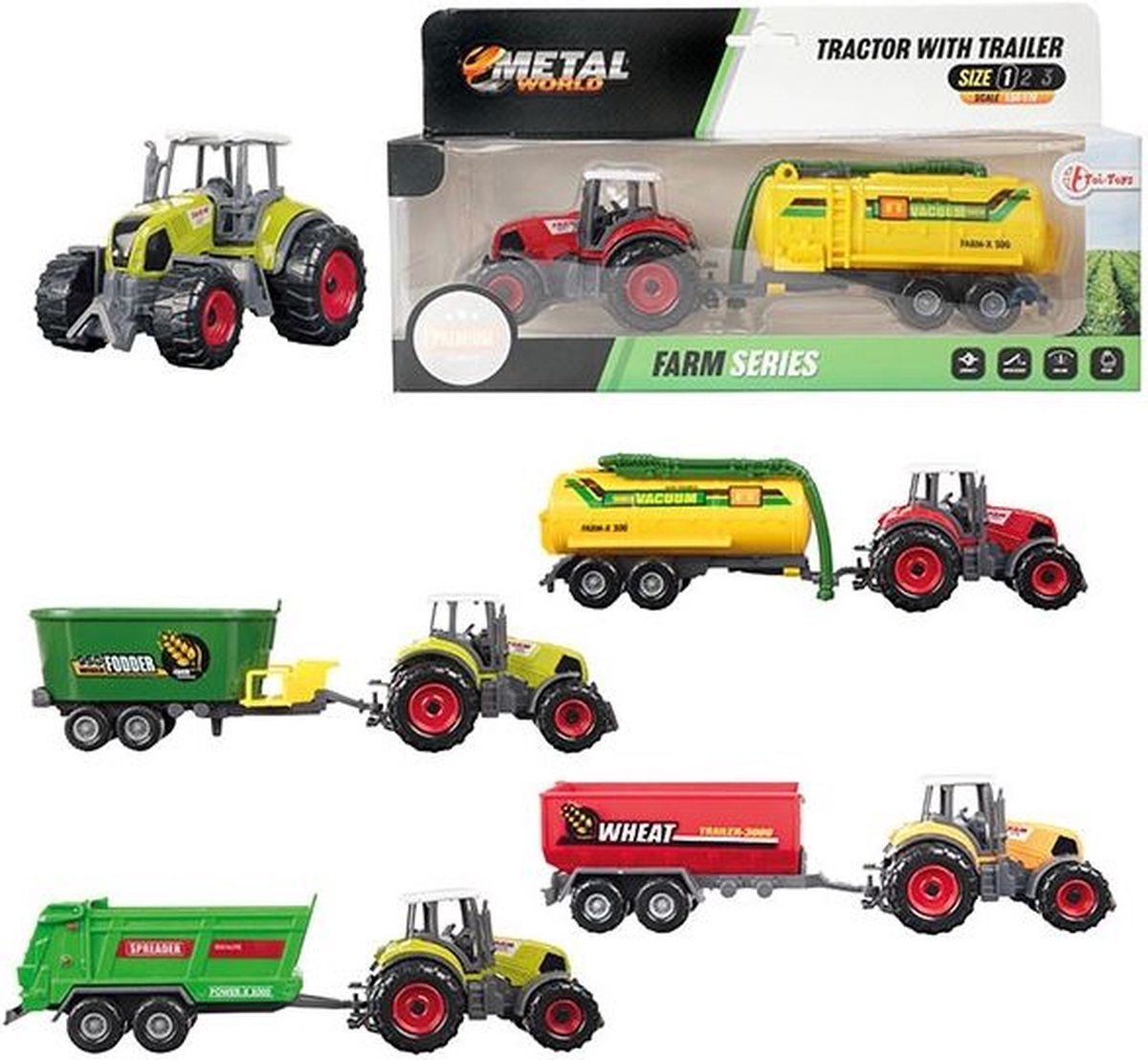 Toi-Toys Toi Toys Metal Tractor - Tractor Met Aanhanger - Assorti