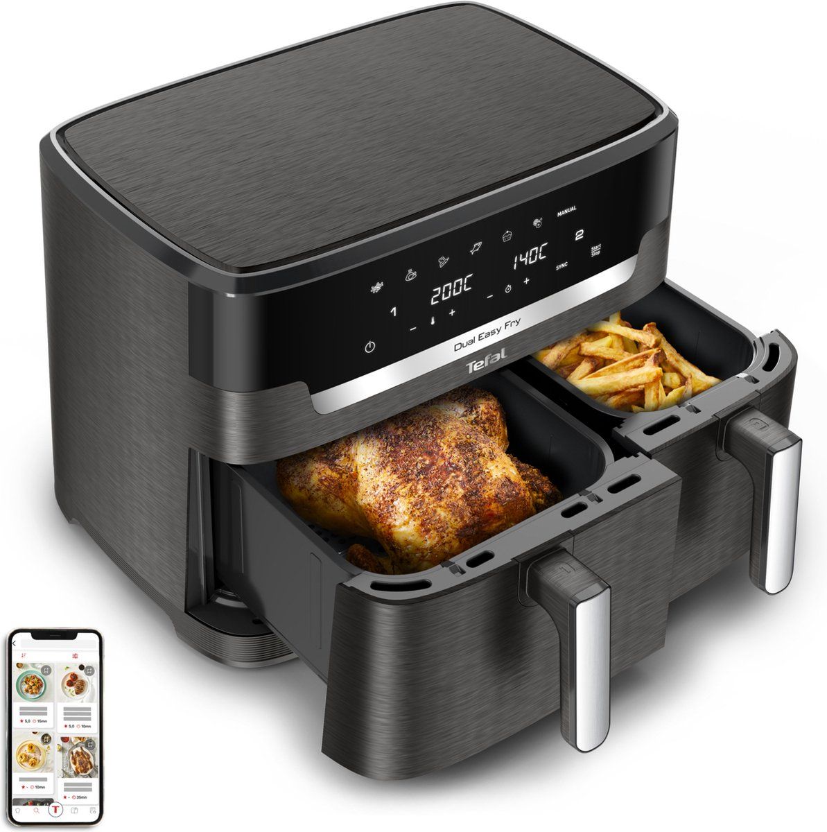 Tefal Easy Fry Dual XXL EY942H - Dubbele heteluchtfriteuse - 11 L - 7 programma's