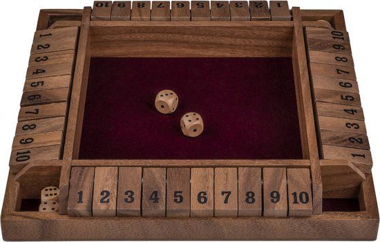 Walnoot Shut the Box - Spel 2-4 spelers - 29x29x3,5 cm