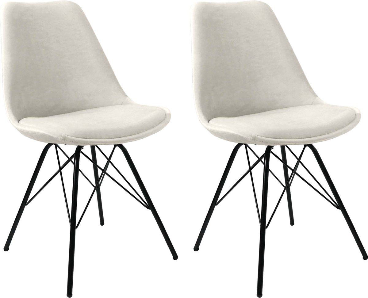 Kick Kuipstoel Velvet Ivoor - Zwart Frame - Set Van 2