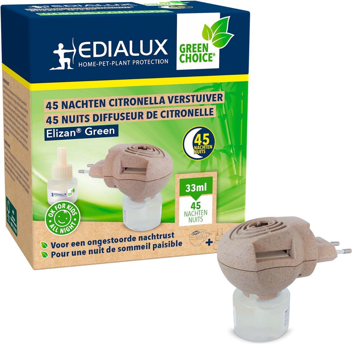 Edialux Citronella Verstuiver - Plug-in Diffuser Met 4 Etherische Oliën - Slaapbevorderend En Insectenwerend