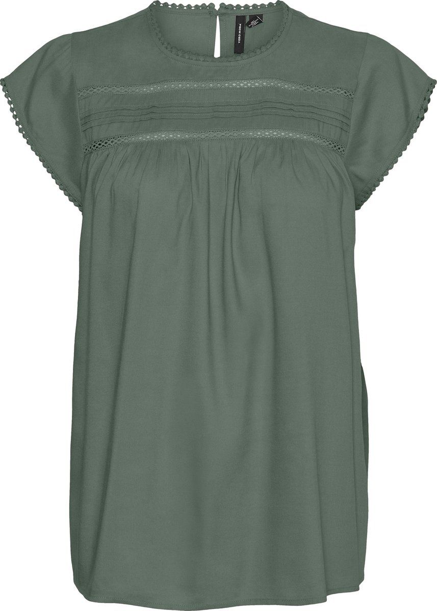 Merkloos Vero Moda Vmdebbie Pleat S/L Top Ga Noos - Dames Top - V-hals - Maat Xs