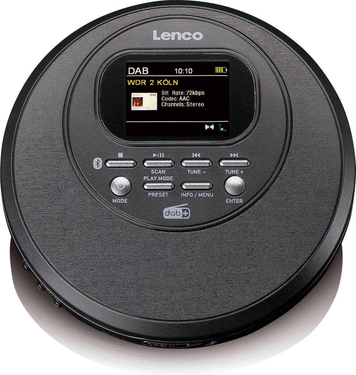 Lenco Cd-500BK - Draagbare Cd-speler - Bluetooth 5.0 Dab+/Fm - Zwart