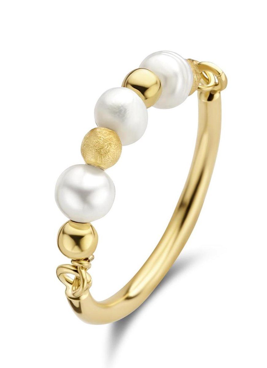 Casa Jewelry Ring Blanca S - Aanschuifring - Goud Verguld Met Zoetwaterparels - Wit