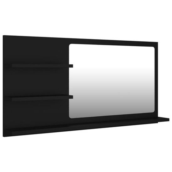 vidaXL Badkamerspiegel - 90x10,5x45 cm - 3 schappen - zwart