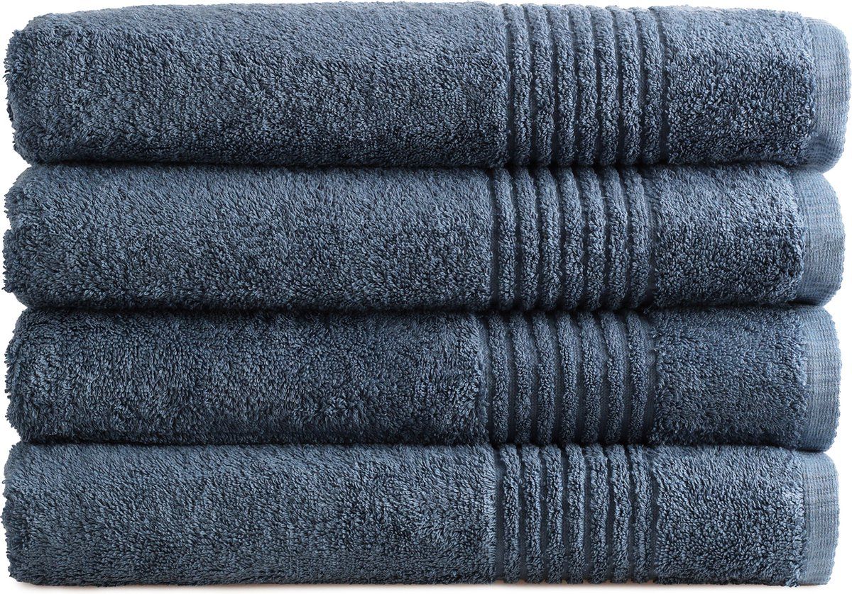 Phlox Handdoek Supreme Collectie - 70x140 - 4 Stuks - Oeko-Tex Made In Green - 600 G/m2 Zacht Katoen - Ijsblauw