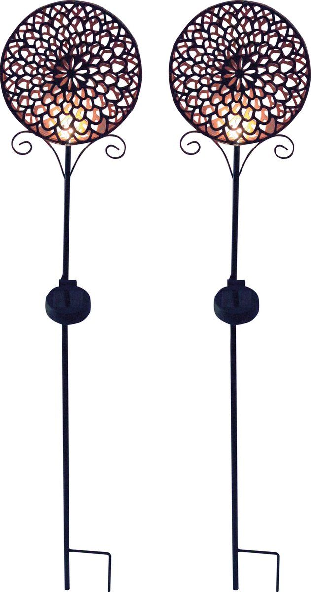 Luxform - 2x Tuinlamp Met Grondspies - Mandala Zon - Led - Werkend Op Zonne-energie - Set Van 2 Stuks