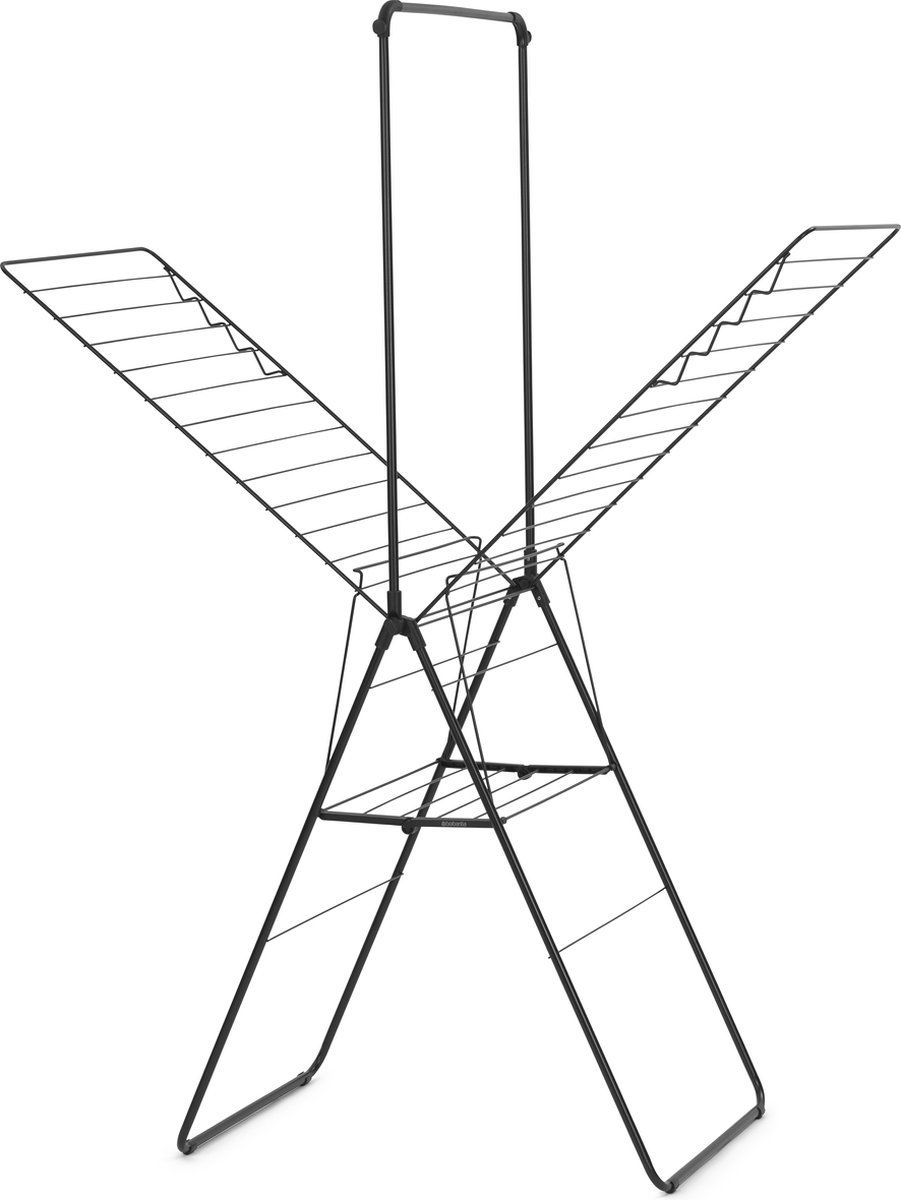 Brabantia HangOn Droogrek 25m - Inklapbaar Wasrek - 8 Haken - Matt Black