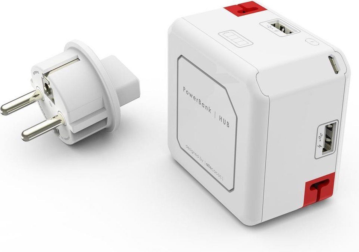 Allocacoc Power Bank Hub - Powerbank Met 4 Usb Poorten En 5000 MAh - Wit