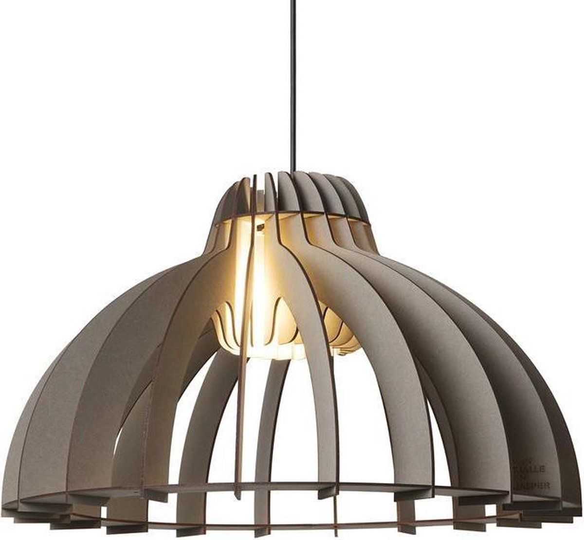 Van Tjalle En Jasper | Granny Smith Hanglamp - Soft Grey | Bouwpakket | Mdf (hout) | Grijs | E27 Fitting | Laser Gesneden | Sfeer Licht | Sfeervolle