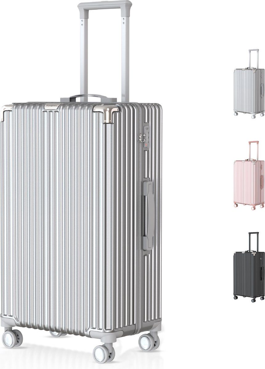 Voyagoux® - Reiskoffer Large - 113L - TSA-slot - Zilver