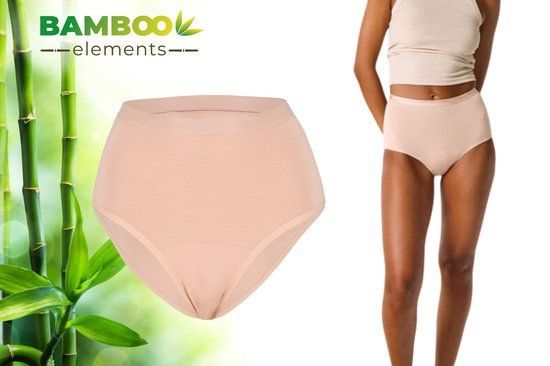 Bamboo Elements - Menstruatie Ondergoed - High Waist Brief - Absorbeert Tot 3 Tampons - Nude