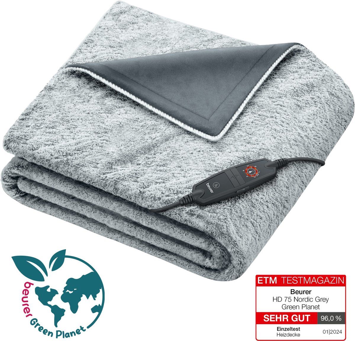 Beurer Hd 75 - Elektrische Warmtedeken - 6 Warmtestanden - Nordic Grey
