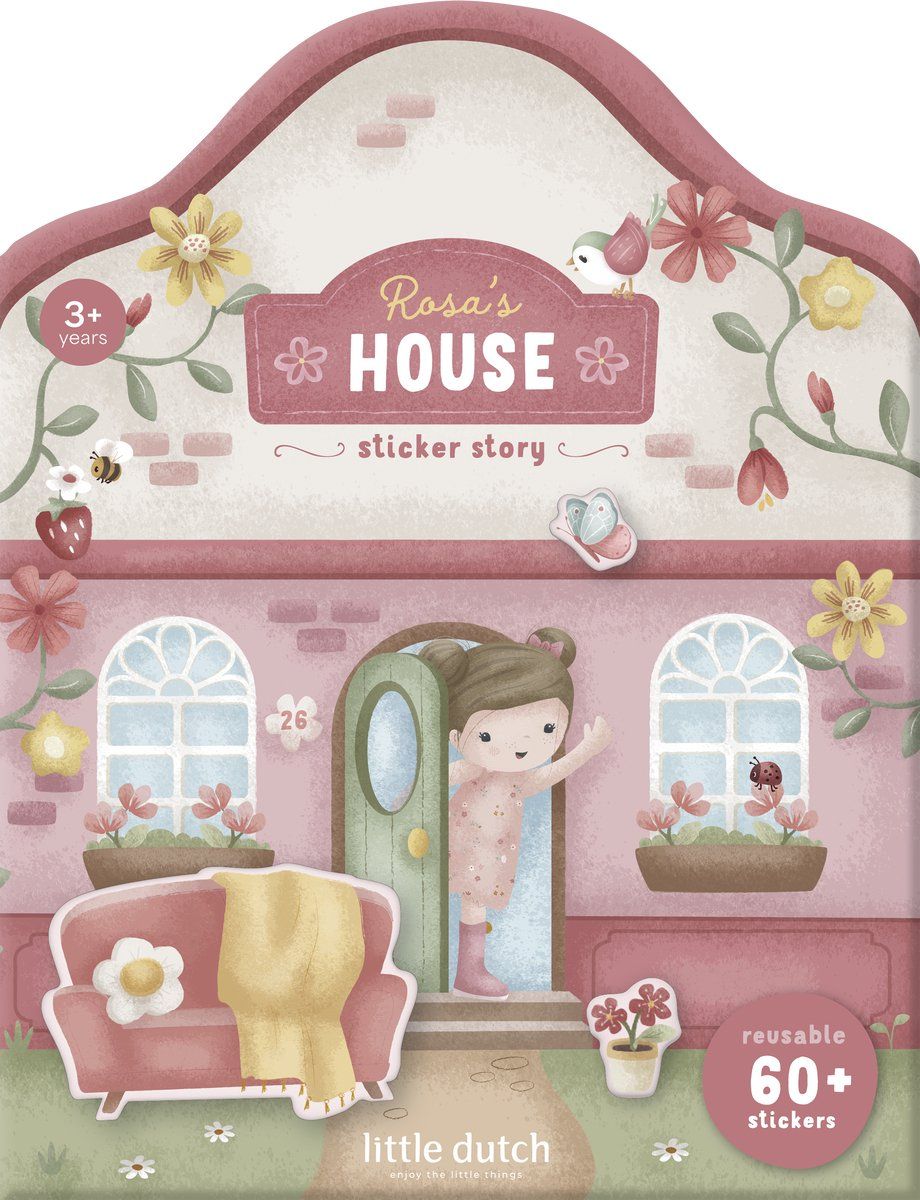 Little Dutch Rosa&Friends - Herbruikbare Sticker Speelset - 3 Vellen Stickers (3 Stuks)