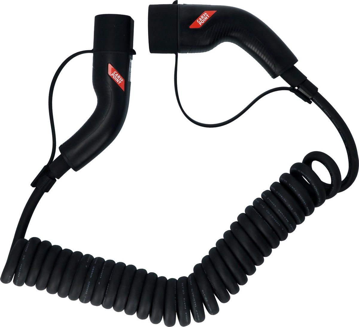 Carpoint Spiraal Laadkabel - Type 2 naar Type 2 - 32A 1 fase 6 meter - Zwart