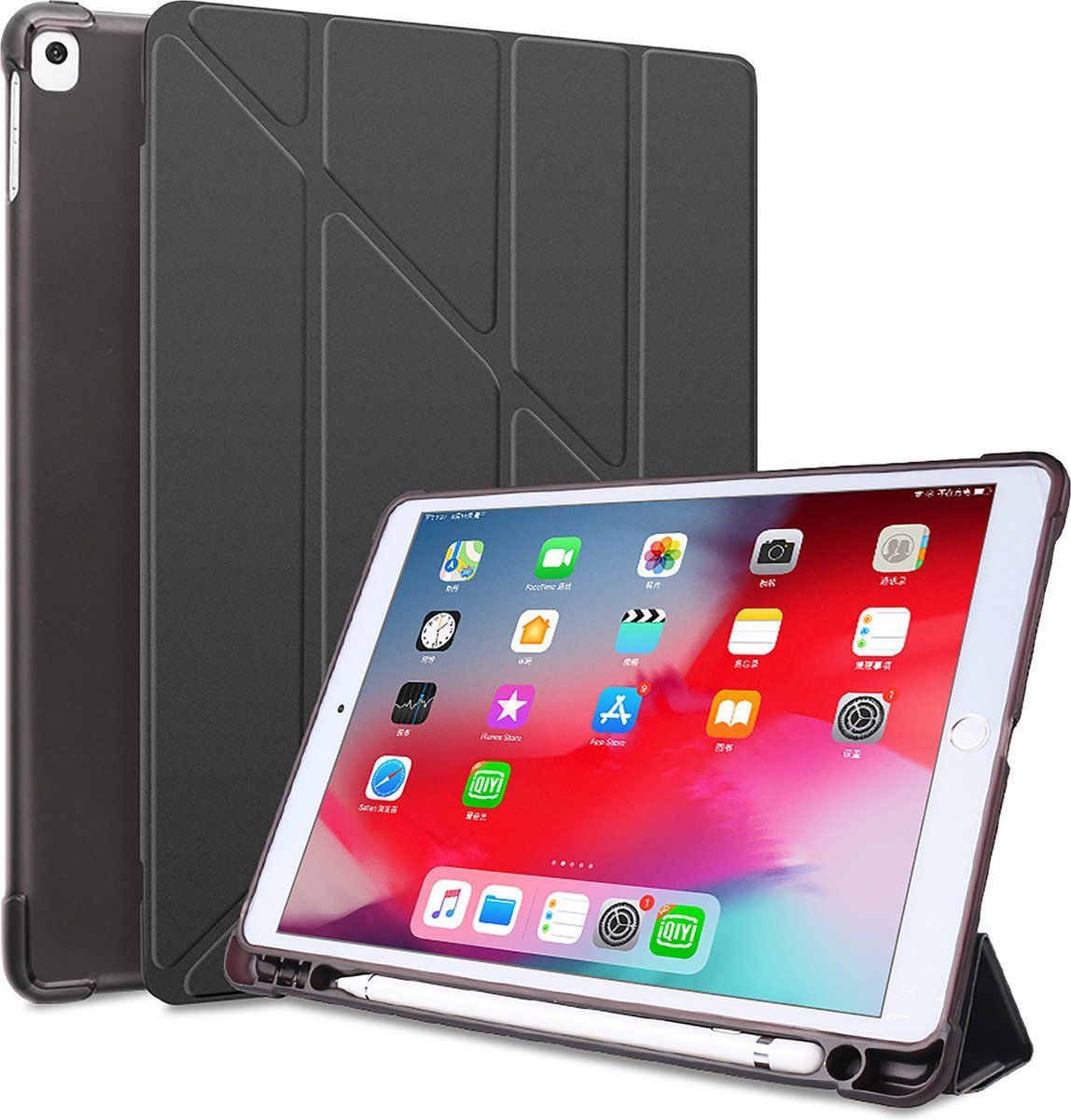 Sbvr Multifunctionele Hoes - IPad 9e Generatie (2021) - Smart Cover Met Pencil Houder - Zwart