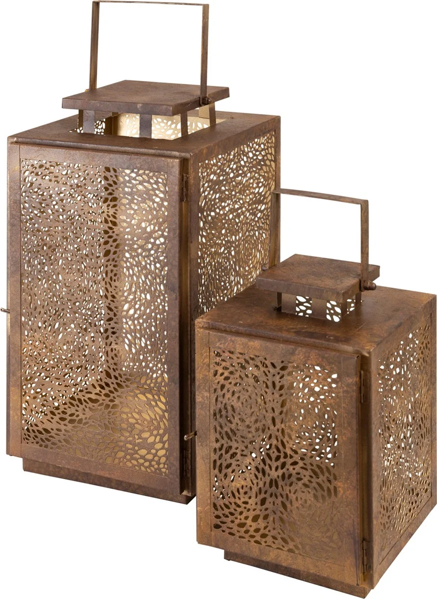 Merkloos Lantaarn Spot Brown Antique Set Van 2 Stuks