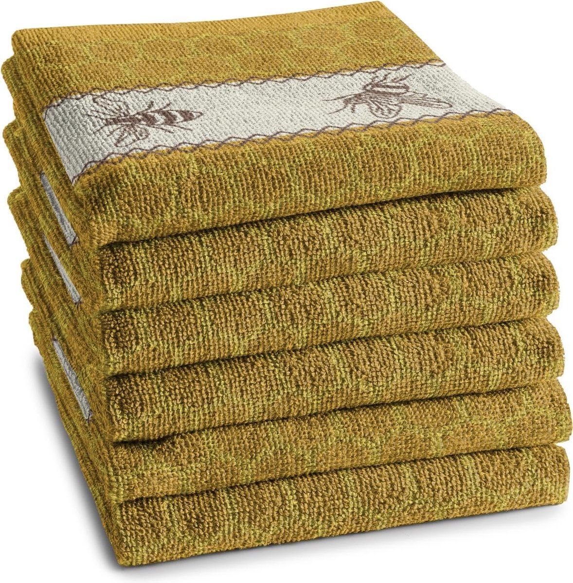 Ddddd - Bees - Keukendoek - 100% Katoen - 50x55cm - Geel (6 Stuks)