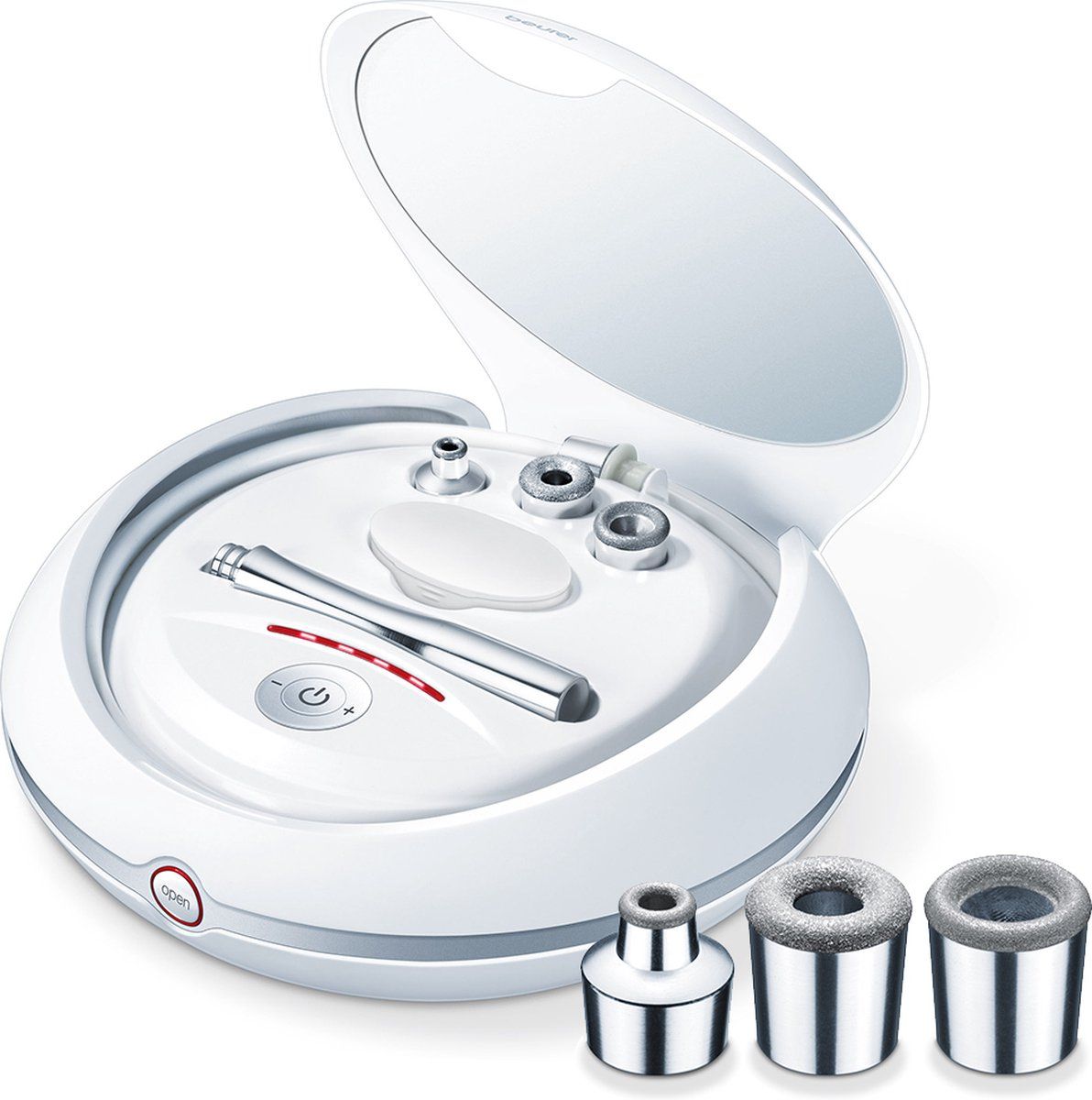 Beurer Fc 100 Pura Derma Peel - Gezichtsborstel - Microdermabrasie - 3 Opzetkoppen - Spiegel - 5 Standen