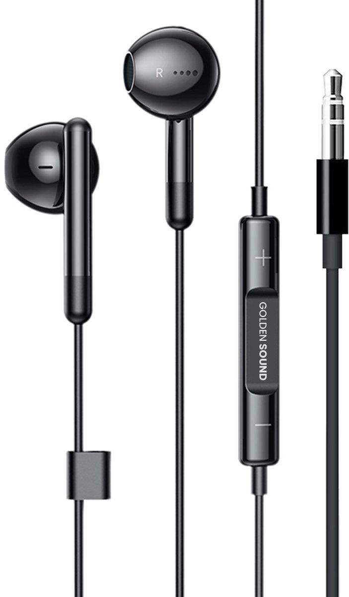 Golden Sound Jack - Bedrade Oordopjes Met Microfoon - Jack 3.5mm Aansluiting - Zwart