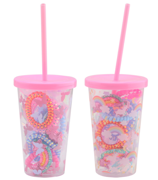 Haar accessoires drinkbeker 27732 - Assortiment - Met rietje