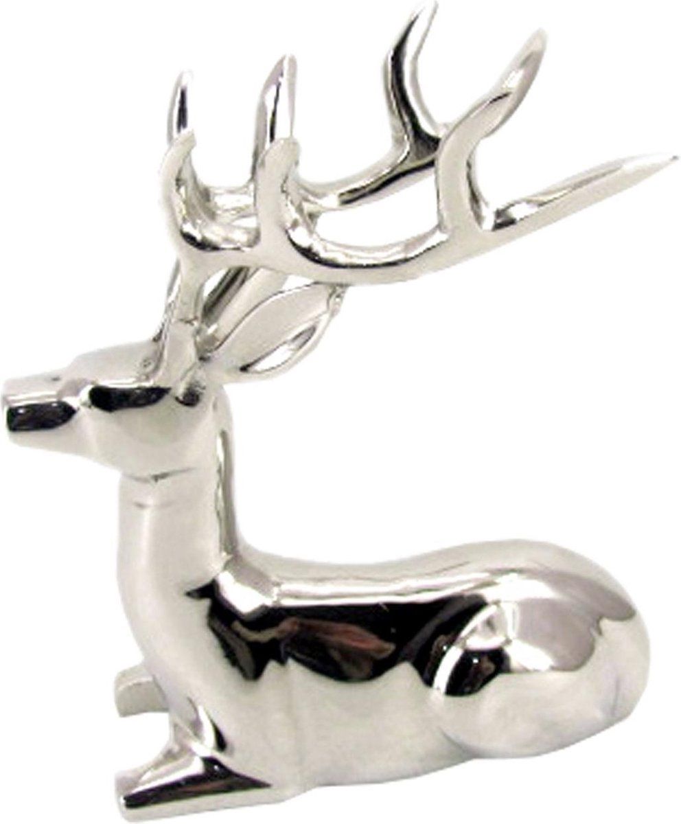 Merkloos Beeld Hert 18x13x23 Cm Liggend Zilver