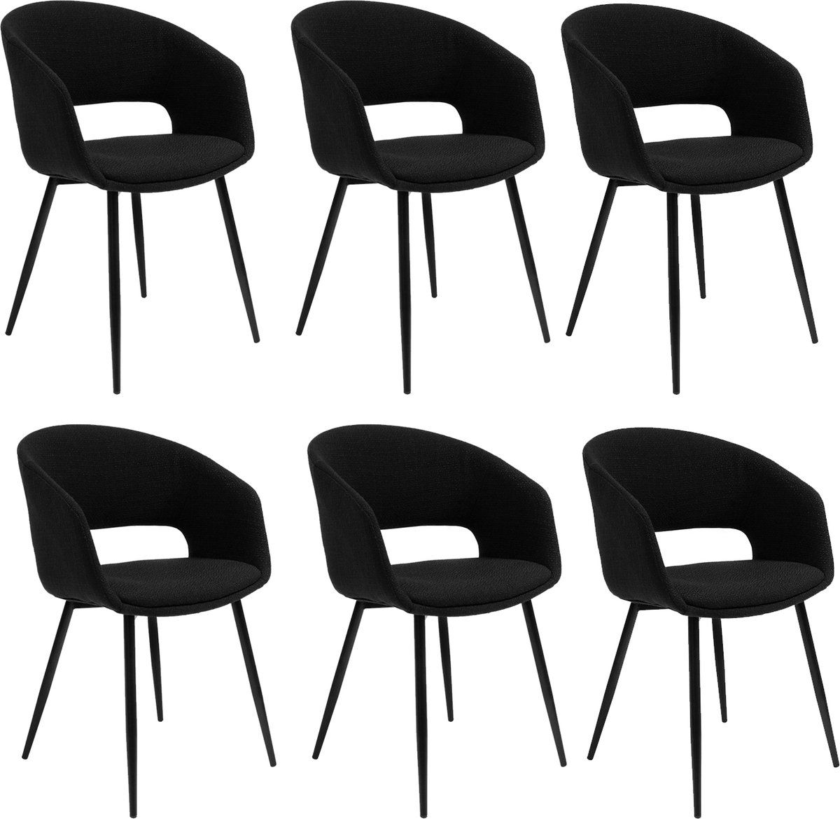 Set Van 6 Kick Stoel Dean - Zwart