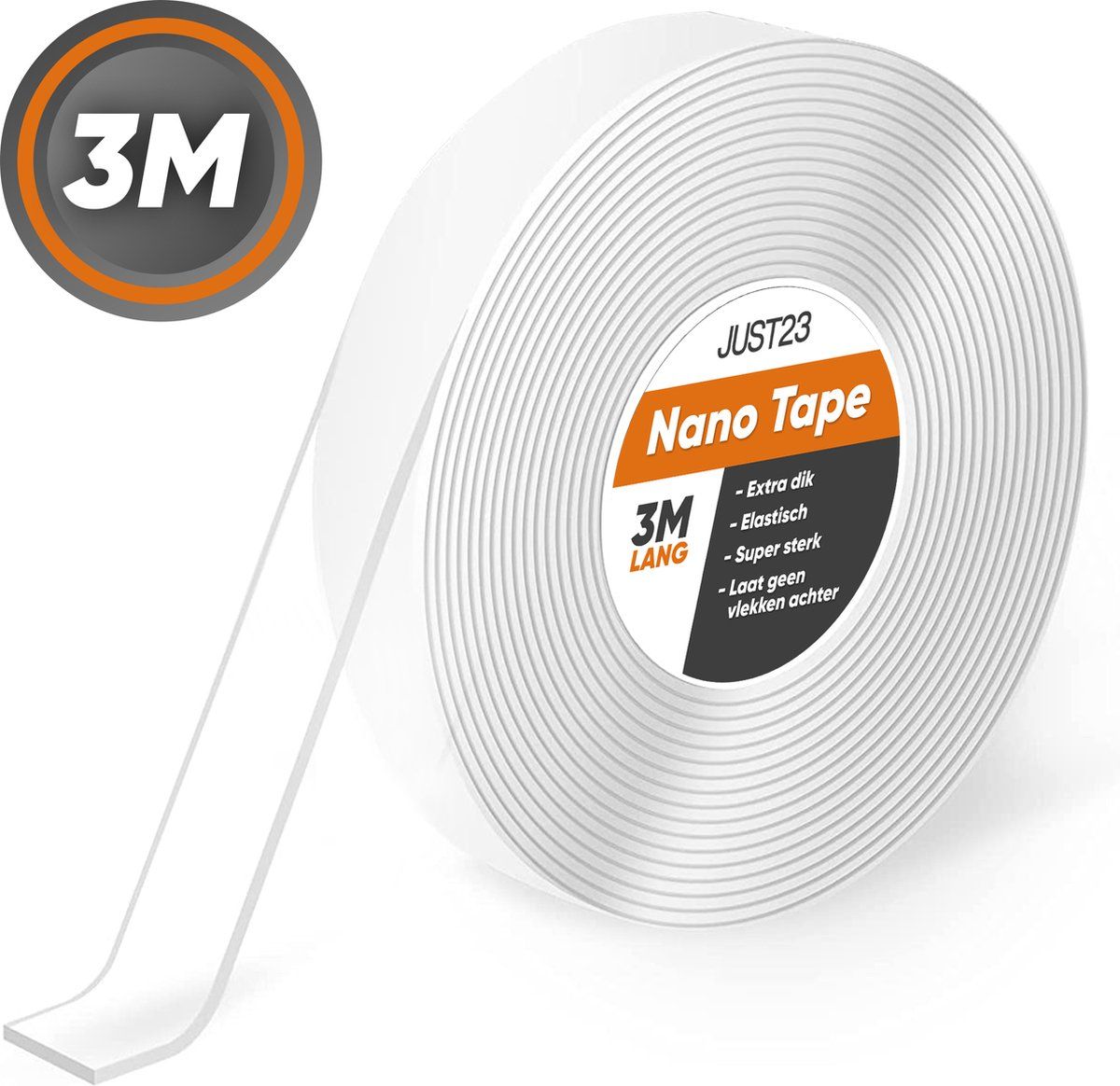 JUST23 Nano Tape - Dubbelzijdig Plakband Extra Sterk - 3 M X 3 Cm X 2 Mm