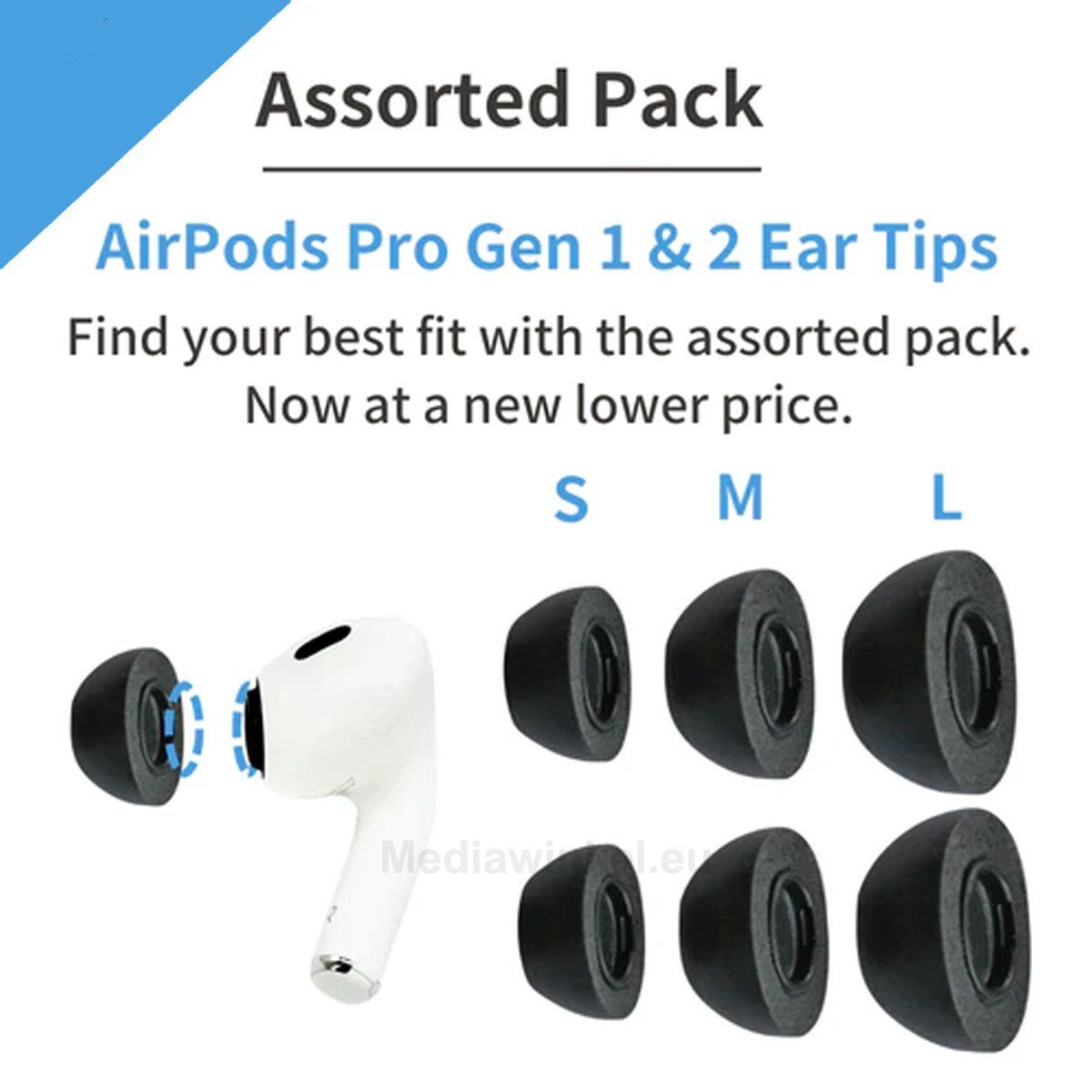 Comply Foam Tips 2.0 - AirPods Pro - Comfortabel zacht schuim - Zwart