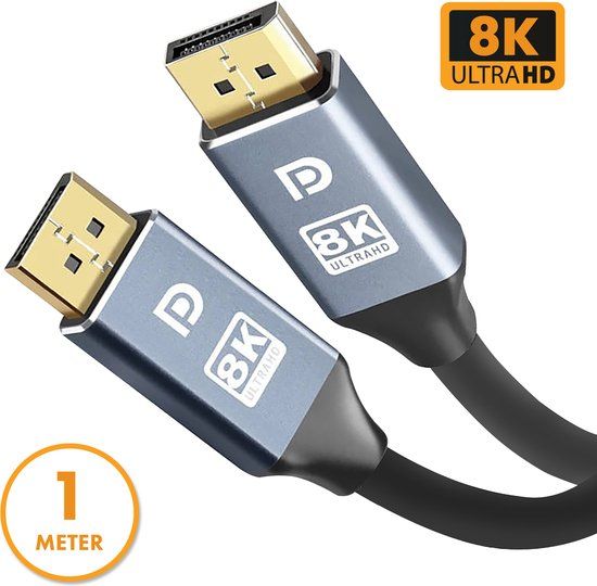 Drivv. Aux Kabel - 8K 60Hz - 4K 144 Hz - 32.4GBps - Displayport 1.4 - DP Kabel - PVC - 1 meter - Spa