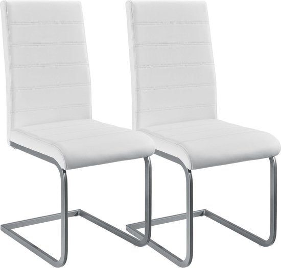 Juskys 2 Eetkamerstoelen / Stoel - Vegas - Kunstleer - Wit