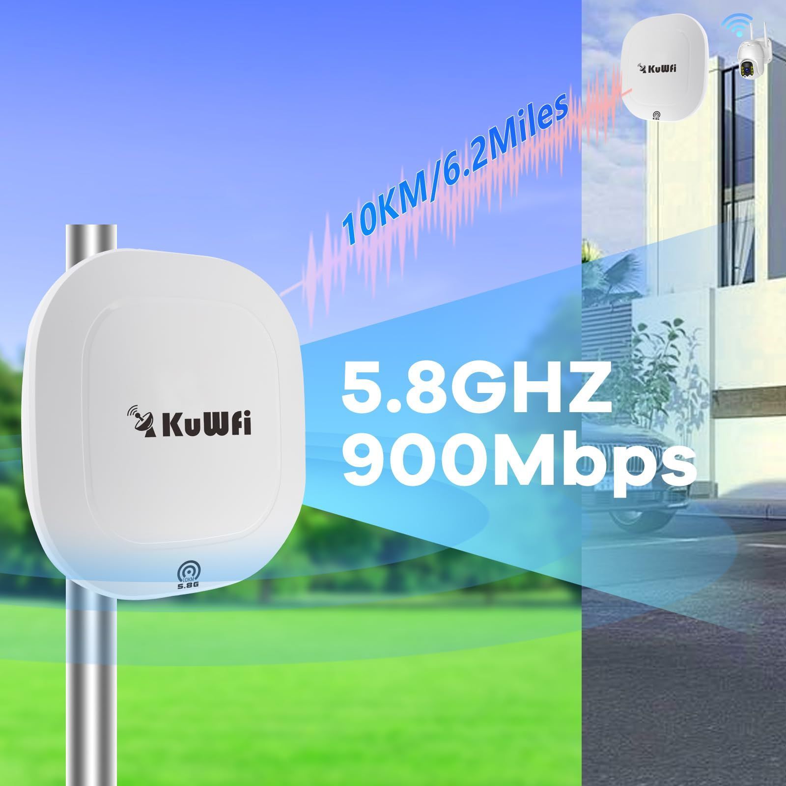 N650 extern toegangspunt, externe WLAN-extender 5,8 GHz, 10 km access point Wif 900 Mbps, Gigabit WAN/LAN-poort met 17 dBi WLAN-antenne, ondersteuning