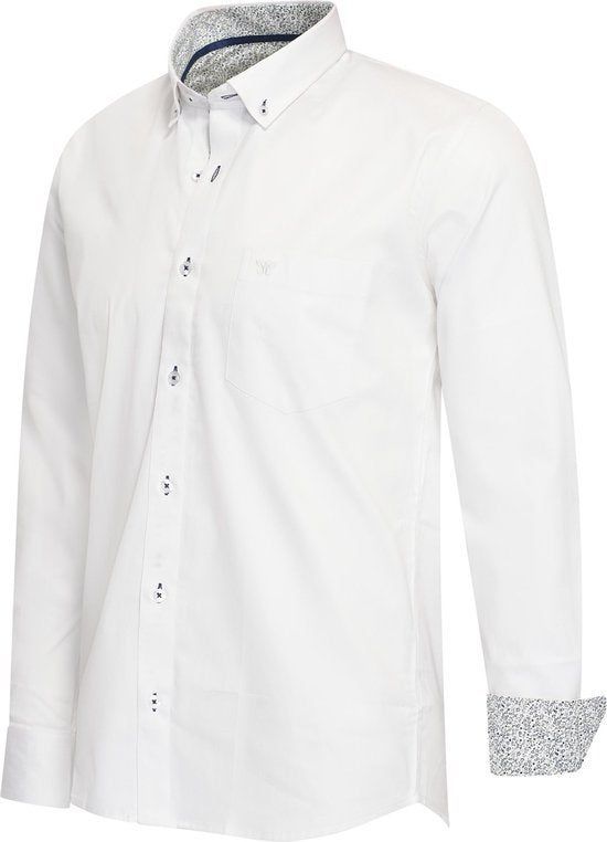Cappuccino Italia Stretch Overhemd Ancona - Heren Overhemd - Katoen Elastaan - Wit - Maat Xl