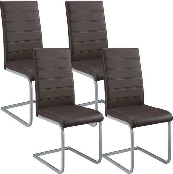 Juskys 4 Eetkamerstoelen / Stoel - Vegas - Kunstleer - Bruin