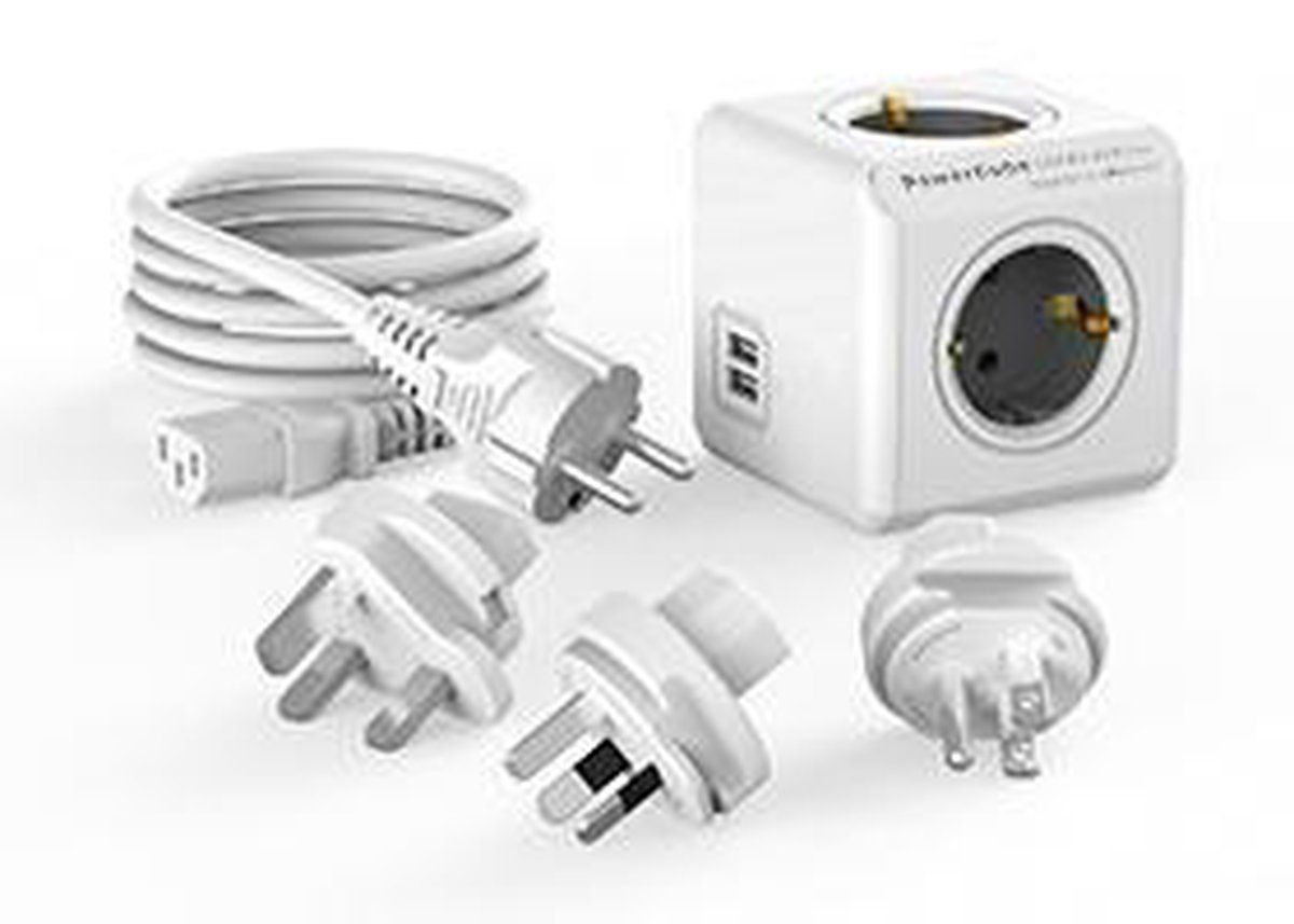 Allocacoc PowerCube ReWirable Usb + 3x Plug + Iec Eu Cable De; Grey