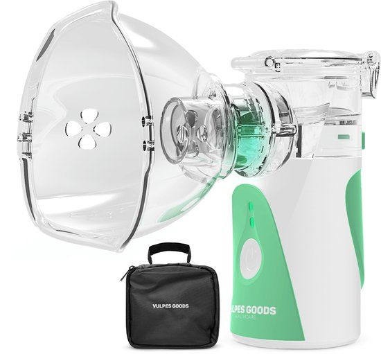 Vulpes Goods® HealthCare - Ultrasone Vernevelaar - Draagbaar Inhalatieapparaat - Incl. 3 Mondstukken & Luxe Reistas