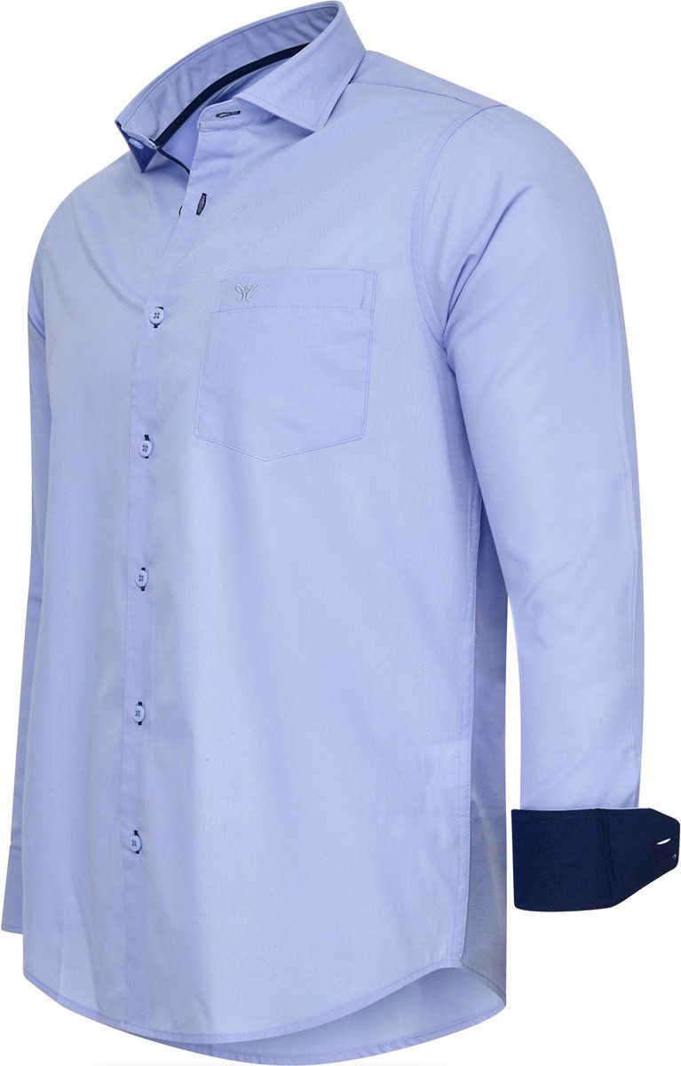 Cappuccino Italia - Heren Overhemden Stretch Overhemd Milano - Blauw - Maat Xl