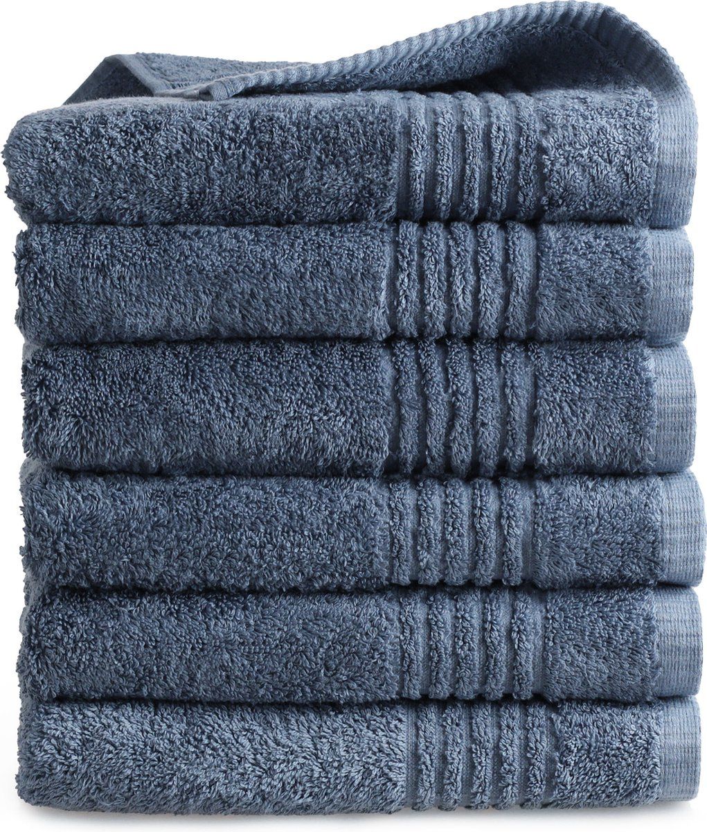 Phlox Handdoek Supreme Collectie - 50x100 - 6 Stuks - Oeko-Tex Made In Green - 600 G/m2 Zacht Katoen - Ijsblauw