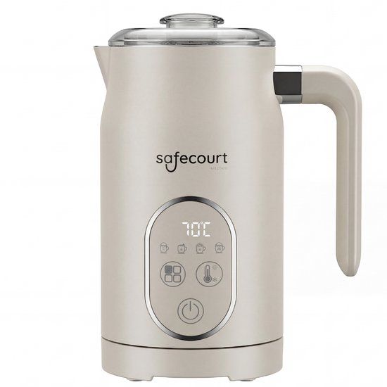 Safecourt Kitchen Elektrische Melkopschuimer – 100% Pfas-vrij – Display & Temperatuurregeling –