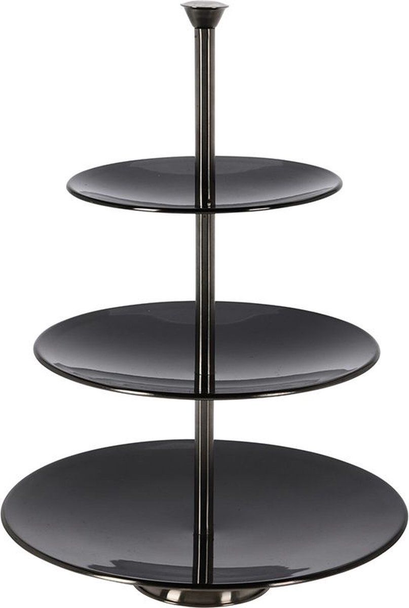 Excellent Houseware Etagere - Rvs - 36, 5 Cm - Glanzend - Zwart