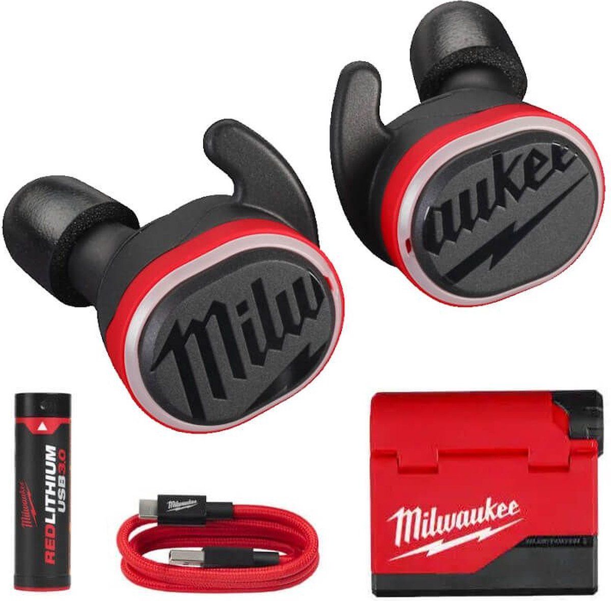 Milwaukee L4 RLEPB-301 - Gehoorbescherming met Bluetooth® - In-ear oordoppen met 10 uur accuduur - Rood