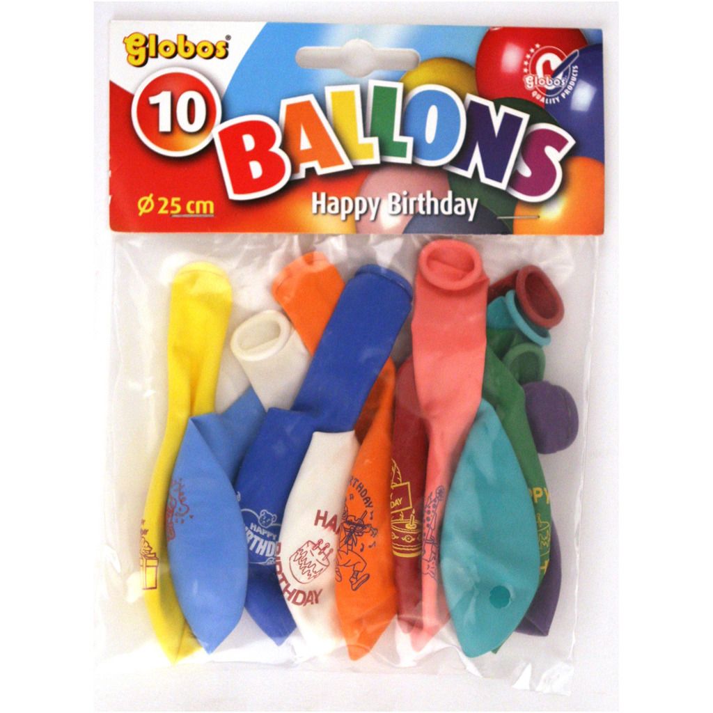 Globos Latex Ballonnen Versiering - Hartelijk Gefeliciteerd - 10 Stuks - 25 Cm Doorsnee - Biologisch Afbreekbaar