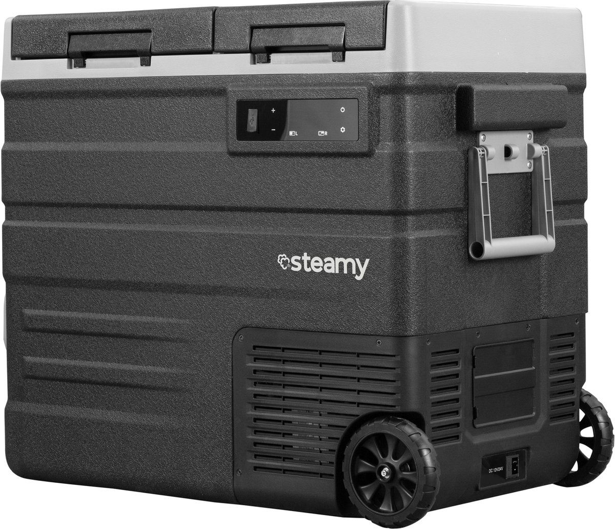 Steamy SECUD65 - Elektrische Compressor Koelbox - Dual Zone - 57 Liter - 12V En 230V - Zwart
