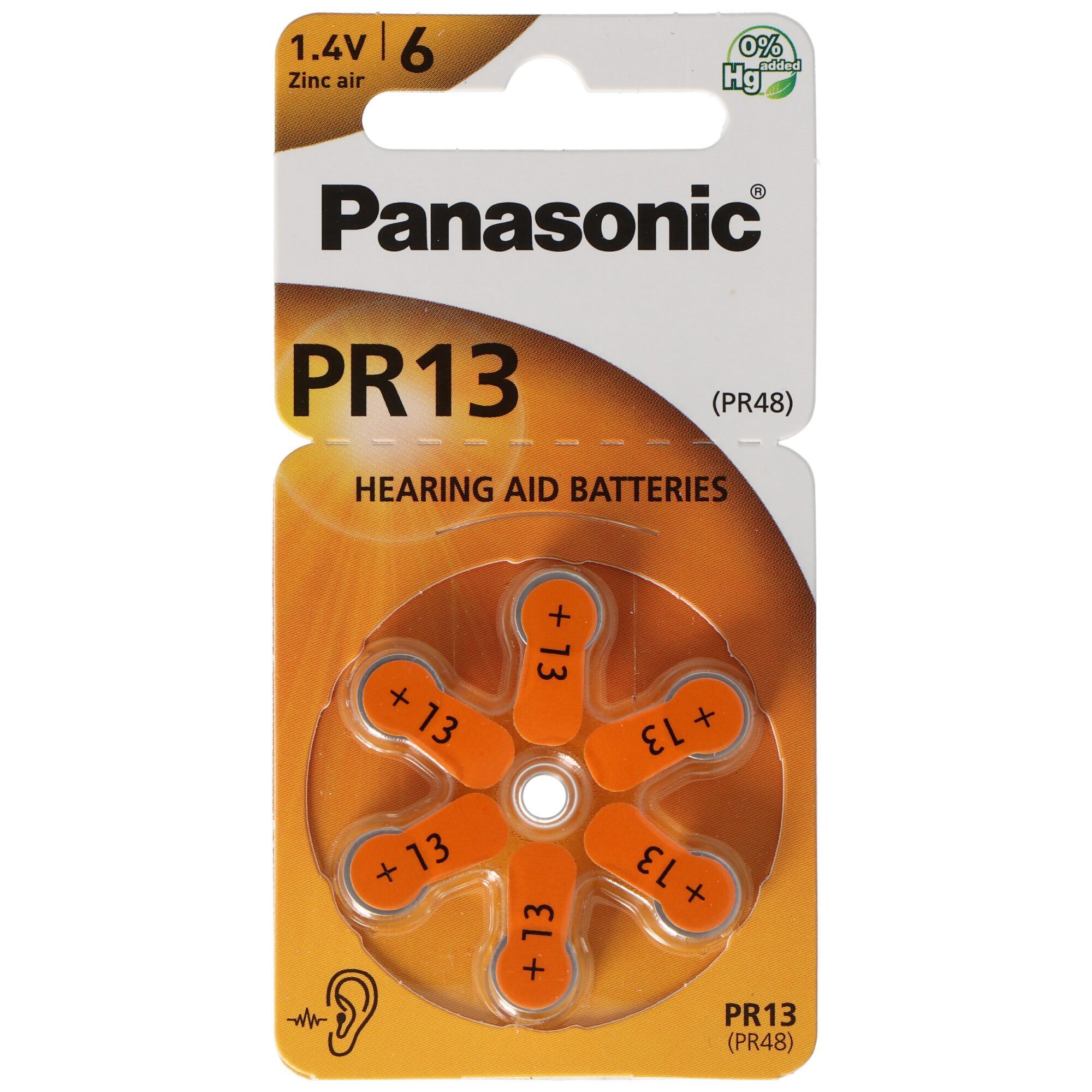 Panasonic PR13 - Hoortoestelbatterijen PR-13 - 6er wheel Zinc Air