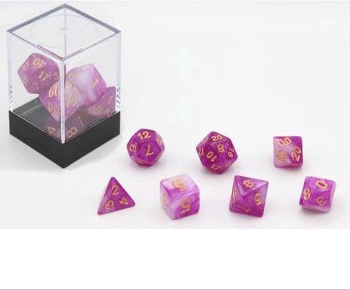 Hot Games Dobbelstenen Stardust Paars/Wit 7set