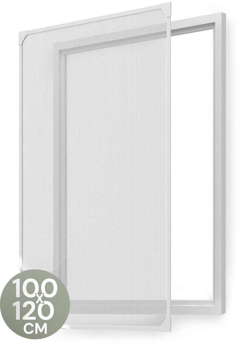 O'Daddy® Magnetische Raamhor - 100x120 Cm - Aanpasbaar Vliegengaas Met Witte Rand En Zwart Gaas