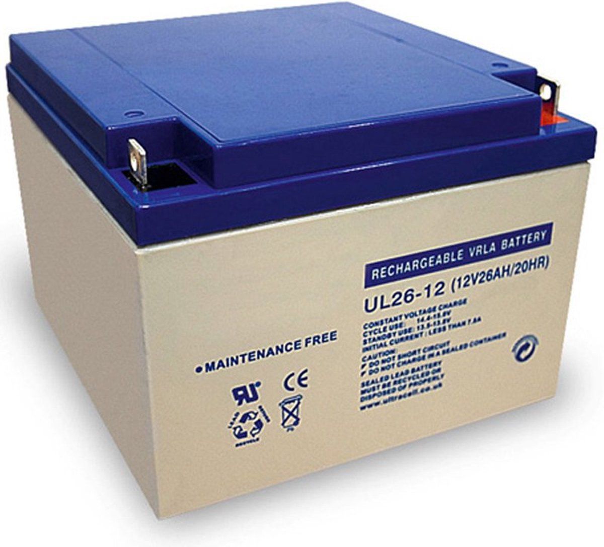Ultracell UL26-12 loodbatterij 12 volt met 26Ah en M5-schroefverbinding